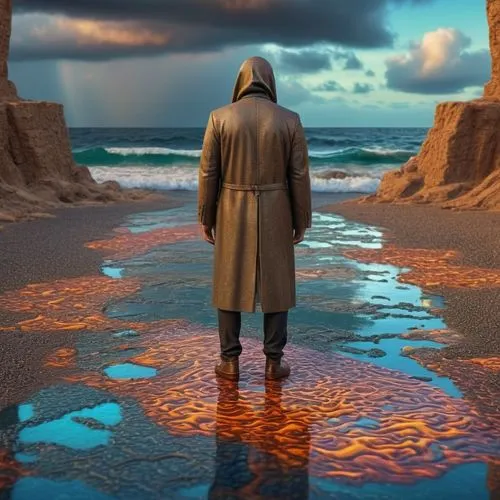 thorgerson,man at the sea,photo manipulation,photomanipulation,cloak,pilgrimage,conceptual photography,blackfield,hosseinian,hosseinpour,lubezki,exploration of the sea,psychosynthesis,arrakis,hossein,compositing,photoshop manipulation,wanderer,flooded pathway,the mystical path,Photography,General,Sci-Fi