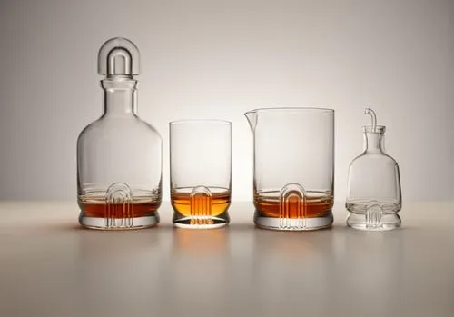 collection de verre à cocktail transparent avec fond neutre et rempli de whisky 

,three decanters are shown next to each other,decanters,whiskey glass,glassware,decanter,glasswares,iittala,Photograph