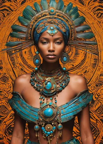 african art,african woman,warrior woman,african culture,cleopatra,african american woman,ancient egyptian girl,priestess,beautiful african american women,african,shamanic,afar tribe,headdress,adornments,benin,nigeria woman,bodypaint,tribal,pharaonic,indian headdress,Illustration,Retro,Retro 20