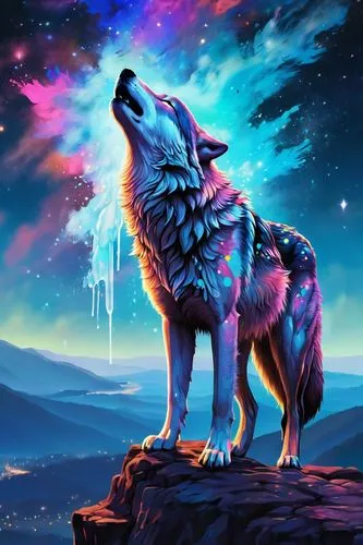 constellation wolf,howling wolf,howl,wolf,wolves,unicorn background,coyote,dusk background,colorful background,two wolves,fantasy picture,triangles background,digital art,fantasy art,european wolf,art background,world digital painting,would a background,furta,wolf bob,Conceptual Art,Graffiti Art,Graffiti Art 08