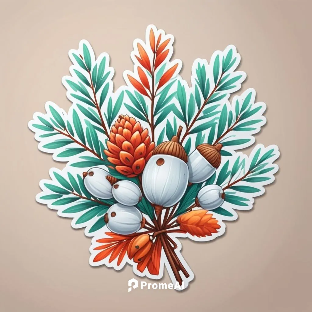 


cute Bouquet of rowan sprigs, cones and acorns, contour, Light Pure background, white outline, white background,the illustration is showing a bouquet of flowers,wreath vector,floral ornament,flower