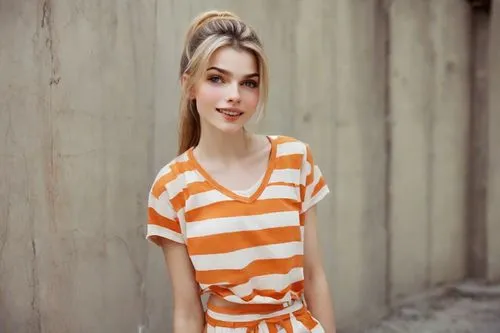 vintage girl,retro girl,striped background,retro woman,women fashion,vintage woman,retro women,vintage dress,blond girl,50's style,orange color,blonde woman,vintage fashion,horizontal stripes,orange,blonde girl,girl in t-shirt,magnolieacease,vintage women,wooden background,Photography,Natural