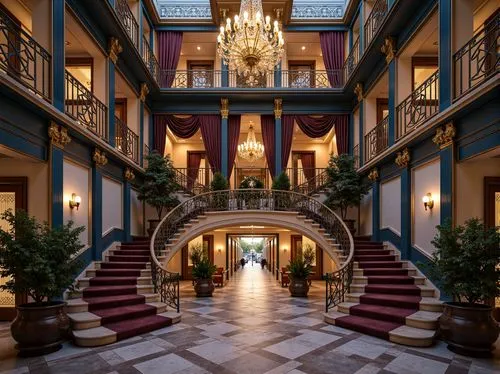 hallway,atriums,venetian hotel,driskill,nemacolin,paradores,luxury hotel,grand hotel europe,hotel hall,cochere,atrium,hotel lobby,crown palace,wanamaker,palatial,grand hotel,palazzo,palladianism,corridors,kempinski