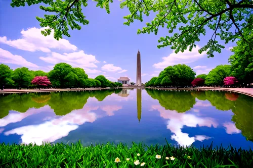 the washington monument,washington monument,reflecting pool,jefferson monument,washington dc,washingtonian,tidal basin,washington,district of columbia,washingtonienne,thomas jefferson memorial,lincoln memorial,united states capitol,lincoln monument,usa landmarks,dc,jefferson memorial,us capitol,spring background,springtime background,Illustration,Paper based,Paper Based 18