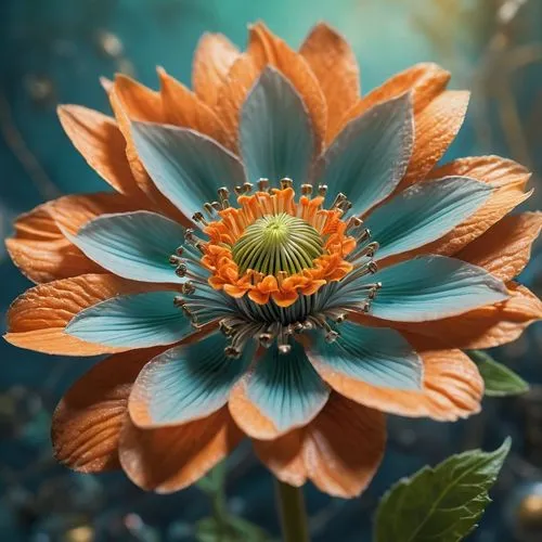 south african daisy,blue chrysanthemum,african daisy,colorful daisy,orange flower,celestial chrysanthemum,Conceptual Art,Fantasy,Fantasy 25