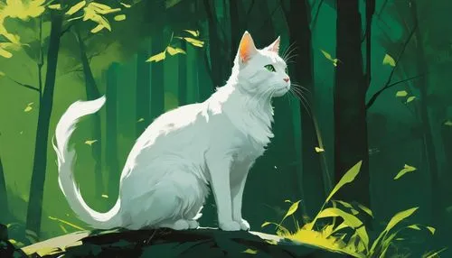 white cat,starclan,riverclan,leafstar,shadowclan,forest animal,colotti,skyclan,thunderclan,white fox,stray cat,felidae,snowbell,windclan,feral cat,verdant,jayfeather,fireheart,korin,wild cat,Conceptual Art,Fantasy,Fantasy 06