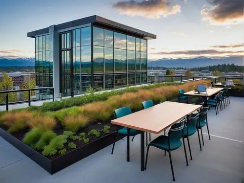 roof garden,outdoor dining,roof terrace,landscaped,sundeck,grass roof,langara,ubc,turf roof,roof landscape,planters,uwb,harborside,overlake,camosun,roof top,steelcase,bridgepoint,burnaby,ohsu,Conceptual Art,Daily,Daily 28