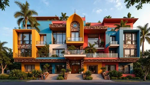 colorful facade,cube stilt houses,kovalam,pondicherry,trivandrum,cubic house,vasai,architectural style,malankara,seminyak,chennai,madras,townhomes,asian architecture,3d rendering,bandra,tropical house,vastu,puram,versova