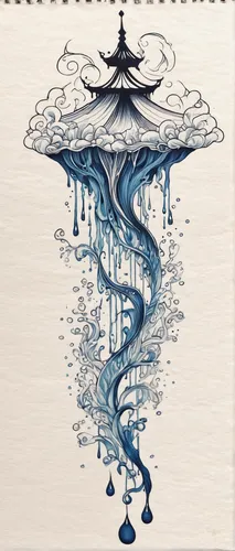 blue mushroom,drop of rain,rainwater,raindrop,water-the sword lily,water drip,water lotus,mushroom landscape,raincloud,copic,water color,rain cloud,watercolor pencils,watercolor tree,water colors,raindops,mushroom cloud,raindrops,pouring,waterdrop,Illustration,Black and White,Black and White 34