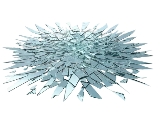 Shattered glass, transparent fragments, sharp edges, scattered on floor, reflective surface, bright highlights, dramatic lighting, close-up shot, 3D rendering, realistic texture, detailed debris, inte