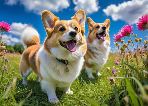 corgis,corgi,the pembroke welsh corgi,welsh corgi,pembroke welsh corgi,cheerful dog,welschcorgi,welsh corgi pembroke,icelandic sheepdog,welsh corgi cardigan,two running dogs,cardigan welsh corgi,corgi face,aaa,two dogs,flower background,flying dandelions,dog photography,sheltie,color dogs,Illustration,Black and White,Black and White 17