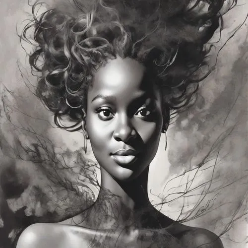 charcoal pencil,charcoal drawing,graphite,pencil drawings,charcoal,african woman,black woman,african american woman,pencil drawing,afro-american,beautiful african american women,afro american,afro american girls,fashion illustration,pencil and paper,black skin,digital painting,oil painting on canvas,shea butter,fantasy portrait