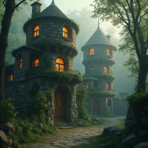 witch's house,house in the forest,forest house,fairy tale castle,little house,ancient house,fairytale castle,dreamhouse,stone house,stone houses,nargothrond,witch house,fairy house,lodgings,mountain settlement,house in the mountains,house in mountains,small house,fairy chimney,fantasy landscape,Photography,General,Realistic