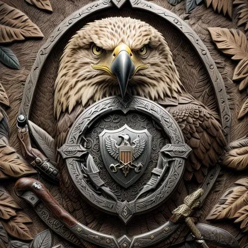 eagle, dog, shield, revolver, tonfa, kepe, serve to create a surveillance and security logo.,imperial eagle,owl background,emblem,shield,coats of arms of germany,heraldic,heraldic shield,national embl