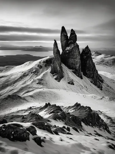 Old Man of Storr Winter Sunrise - Scotland Photography Workshops,three peaks,eastern iceland,isle of skye,scottish highlands,bullers of buchan,the russian border mountains,snowy peaks,scotland,snowy m