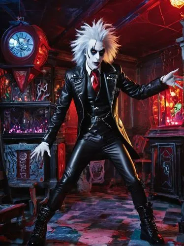 ringmaster,joker,magician,marionette,cirque,vaudeville,helloween,cruella de ville,labyrinth,las vegas entertainer,solo entertainer,hatter,vanitas,dance of death,entertainer,pinball,jigsaw,scare crow,trickster,cabaret,Illustration,Japanese style,Japanese Style 04