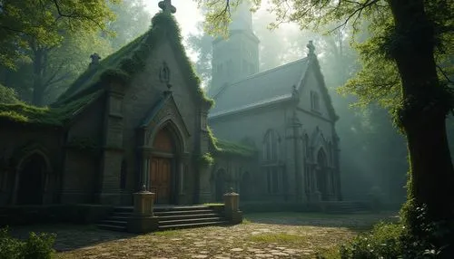 forest chapel,haunted cathedral,gothic church,waldgraves,little church,sanctuary,the black church,black church,old graveyard,adelaar,wooden church,cathedral,chapels,mausolea,forest cemetery,ecclesiatical,sunken church,maplecroft,church,kinkade,Photography,General,Realistic