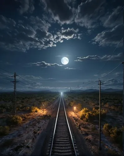 railroad,railroad track,railway track,railtrack,railroad tracks,photo manipulation,railways,railroad line,railway tracks,railway,railway line,vanishing point,train track,rail track,rail road,road to nowhere,photomanipulation,train of thought,railroad crossing,moon photography,Photography,Artistic Photography,Artistic Photography 15