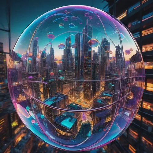 glass sphere,lensball,glass ball,crystal ball,glass balls,crystal ball-photography,cyberview,glass orb,mirror ball,cybercity,crystalball,technosphere,ball cube,prism ball,futurepop,futuristic,orb,fantasy city,quarantine bubble,spheres,Illustration,Black and White,Black and White 01