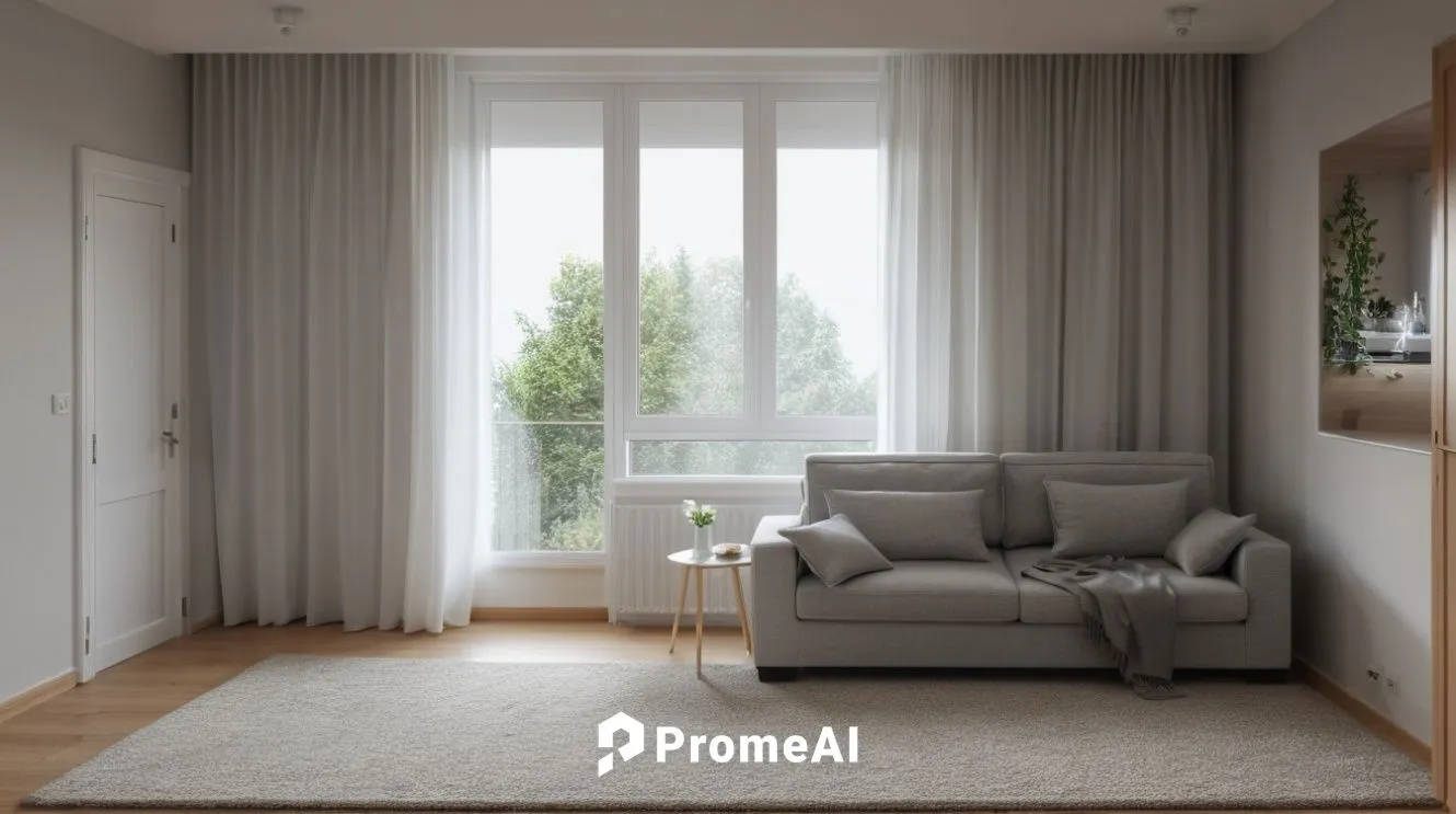 Ковёр около дивана, светло серый интерьер, дерево,window curtain,modern room,window blinds,windowblinds,rovere,home interior,livingroom,3d rendering,bamboo curtain,curtains,donghia,search interior sol