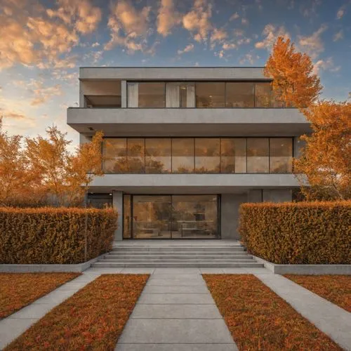 Autumn ,a building that has some grass on top of it,modern house,bauhaus,contemporary,modern architecture,mid century house,dunes house,Season,Autumn