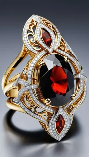 Nhẫn vàng đính đá garnet đỏ đậm,black-red gold,garnets,ring with ornament,agate carnelian,fire ring,ring jewelry,carnelian,anello,colorful ring,nuerburg ring,clogau,goldsmithing,birthstone,gemology,ge