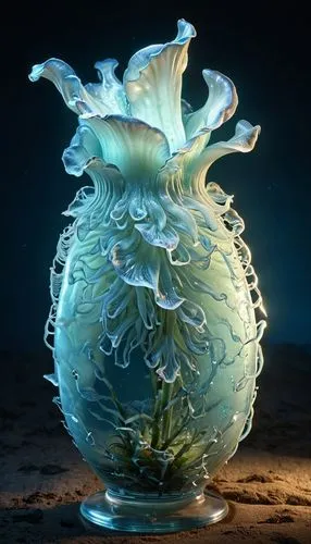 A short and squashed vase,mandelbulb,glass sphere,glass vase,vase,lalique,majolica,infusoria,marimo,borosilicate,glass orb,fragrance teapot,cnidaria,crystal egg,glass jar,flowering tea,vibius,fractals