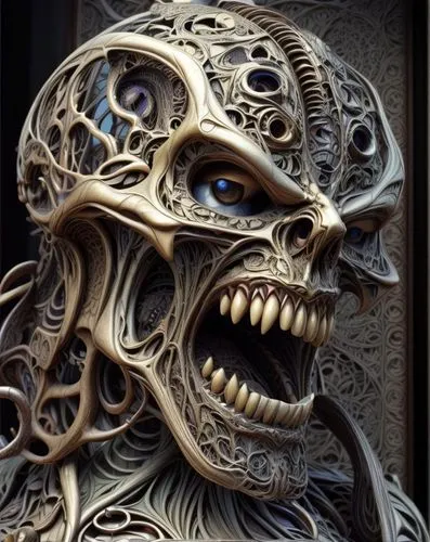 door knocker,grotesque,wood carving,barong,skull sculpture,carved wood,knocker,grillwork,gargoyle,fractalius,png sculpture,mahakala,wooden mask,caliban,carved,scrap sculpture,day of the dead frame,dentils,hand carved,metal grille