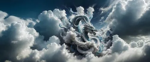 a dragon sitting in the clouds with an angry look on its face,cloud image,cloud formation,cloudmont,swirl clouds,cumulus nimbus,tornus