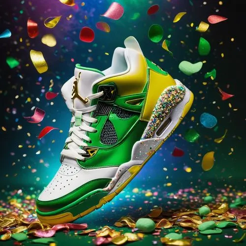 leprechaun shoes,basketball shoe,tinker,basketball shoes,lebron james shoes,mardi gras,saint patrick's day,st paddy's day,skittles (sport),air jordan,light year,clovers,tennis shoe,jordan shoes,st patrick's day,confetti,sports shoe,wrestling shoe,st patricks day,paint splatter,Illustration,Paper based,Paper Based 18