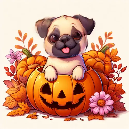 autumn icon,halloween illustration,halloween vector character,pug,fall animals,dog illustration,shih tzu,halloween wallpaper,candy pumpkin,halloween background,autumn theme,autumn background,boo,pumpk