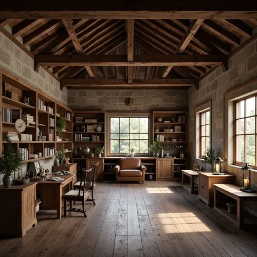 loft,rustic aesthetic,kitchens,wooden windows,kitchen interior,schoolroom,workbenches,study room,inglenook,apothecary,interiors,home interior,bookcases,woodwork,wood casework,wooden beams,the kitchen,bookshelves,reading room,kitchen