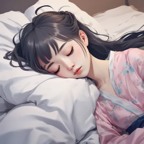 a girl,sleepping,in style of zhangdaqian,[in style of anime:0.2] --v 6,sleeping rose,sleeping,sleepy,sleeping beauty,asleep,sleep,sleepyhead,napping,zzz,the sleeping rose,sleepy sheep,dreaming,sleepin