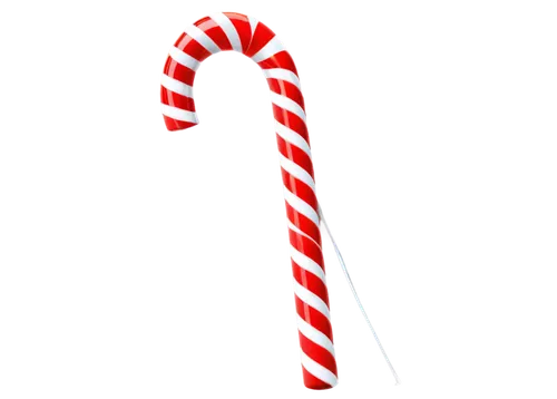 Candy cane, Christmas decoration, red and white stripes, curved shape, glossy surface, sparkling details, festive atmosphere, solo object, PNG transparent background, high-resolution, detailed texture