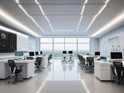 Modern ab initio research facility, futuristic laboratory, sleek minimalist interior, rows of high-performance computers, complex algorithms displayed on screens, 3D molecular models projected in mid-