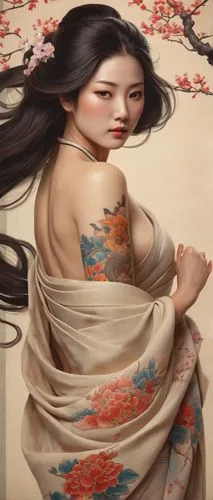 japanese art,oriental painting,arhats,geisha girl,geisha,zuoying,Photography,General,Cinematic