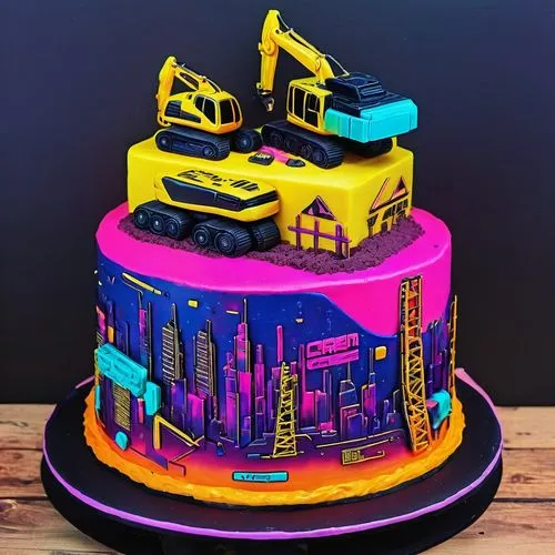 neon cakes,a cake,construction industry,construction company,construction machine,the cake,Conceptual Art,Sci-Fi,Sci-Fi 27