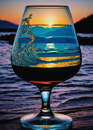 Glass sunset. Baikal 05,pint glass,colorful glass,cocktail glass,beer glass,whiskey glass,malibu rum,glass painting,wineglass,wine glass,a glass of,water glass,glassware,do not use a brush on this gla