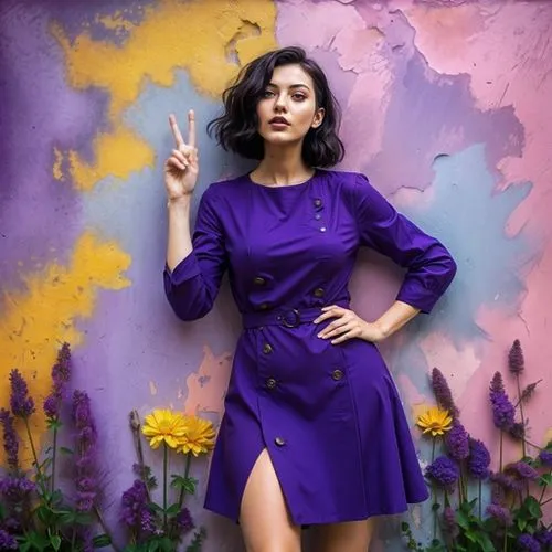 thumb
,a beautiful woman posing in front of a painted wall,kimbra,la violetta,purple dress,neera,violette,violetta