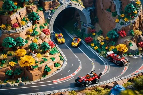 miniland,miniature cars,tilt shift,hairpins,hillclimb,lego city,Photography,General,Cinematic