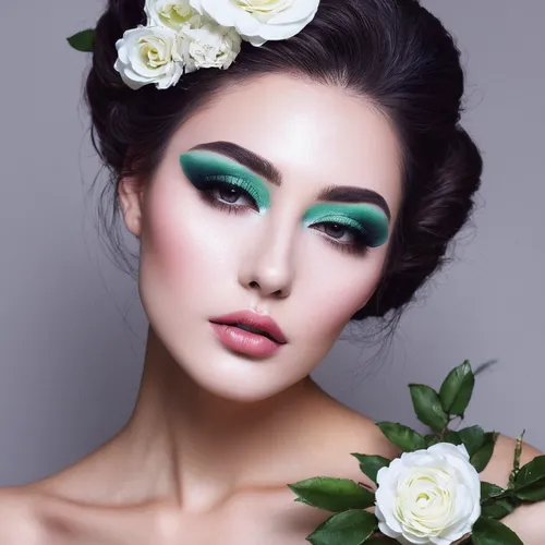 mint blossom,vintage makeup,dahlia white-green,gardenia,jasmine blossom,blooming roses,with roses,lisianthus,evergreen rose,beautiful girl with flowers,makeup artist,miss circassian,romantic look,green wreath,eyes makeup,jasmine flower,flower rose,women's cosmetics,natural cosmetics,green skin,Photography,Artistic Photography,Artistic Photography 13