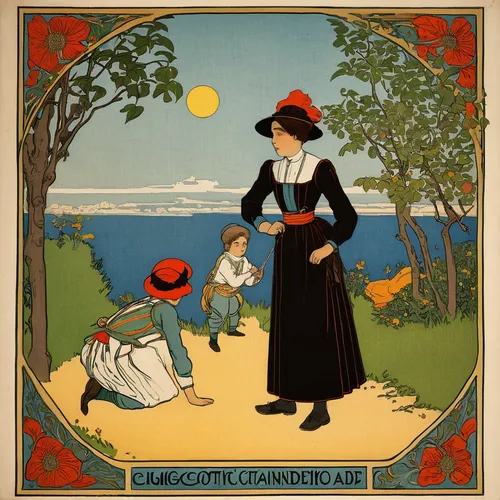 kate greenaway,girl picking apples,the garden society of gothenburg,blankenese,german red cross,cool woodblock images,alphorn,vintage illustration,hans christian andersen,croquet,mucha,breton,midsummer,woman with ice-cream,tanacetum balsamita,bornholm,woman holding pie,murten morat,pilgrims,may day,Illustration,Retro,Retro 11