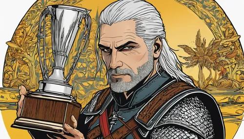 witcher,gold chalice,gandalf,cullen skink,goblet,silver fox,thorin,archer,dwarf sundheim,flagon,vector illustration,silversmith,game illustration,chalice,prejmer,odin,award background,lokportrait,goblet drum,cg artwork,Illustration,Vector,Vector 14