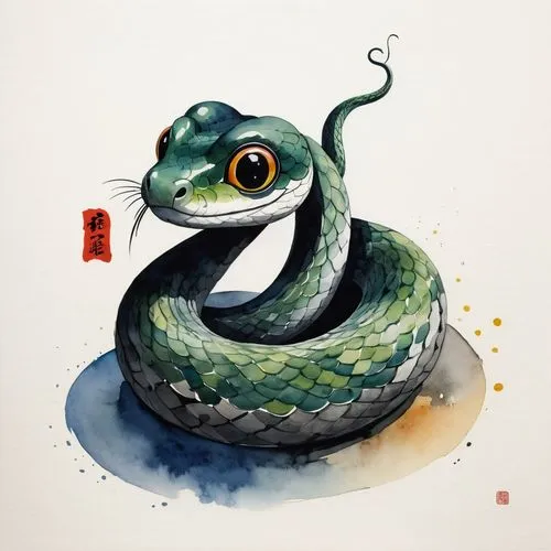 emperor snake,trimeresurus,serpiente,auratus,lampropeltis,vipera,Illustration,Japanese style,Japanese Style 10