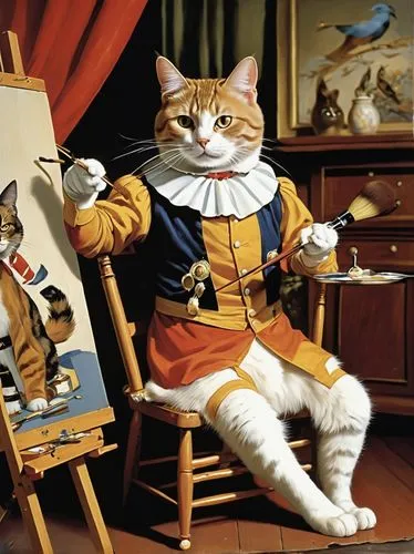 tretchikoff,vintage cats,meissonier,painting technique,maometto,mozartkugeln,Illustration,Retro,Retro 18