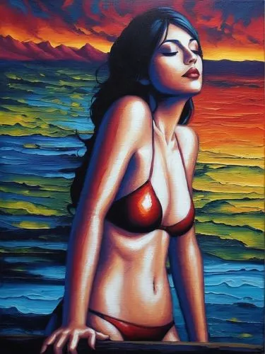 Painting Abstract Body Art Oil Painting
,viveros,oil painting on canvas,chicana,oil painting,mousseau,chicanas,pintura,oil on canvas,mexican painter,airbrush,bather,polynesian girl,girl on the river,h