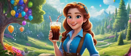 princess anna,princess sofia,disney character,rapunzel,fairy tale character,rainbow background,icetea,cinderella,merida,elsa,cocoa,frozen drink,pot of gold background,tiana,children's background,coffee background,coco,ice tea,frozen carbonated beverage,3d fantasy,Photography,Black and white photography,Black and White Photography 04