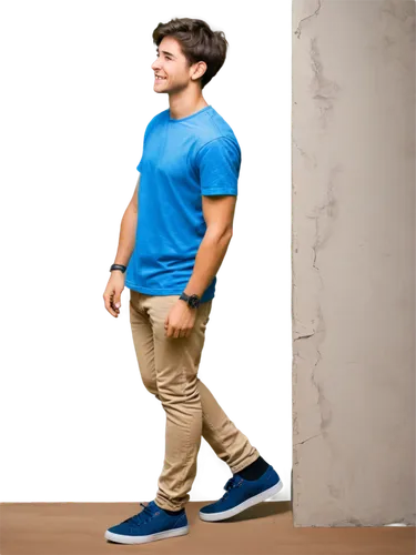 blue shoes,male model,isolated t-shirt,standing man,standing walking,male poses for drawing,khaki pants,jeans background,long-sleeved t-shirt,proportions,product photos,cardboard background,men clothes,image manipulation,blue background,advertising figure,cutout,mens shoes,stylograph,digital compositing,Art,Classical Oil Painting,Classical Oil Painting 12