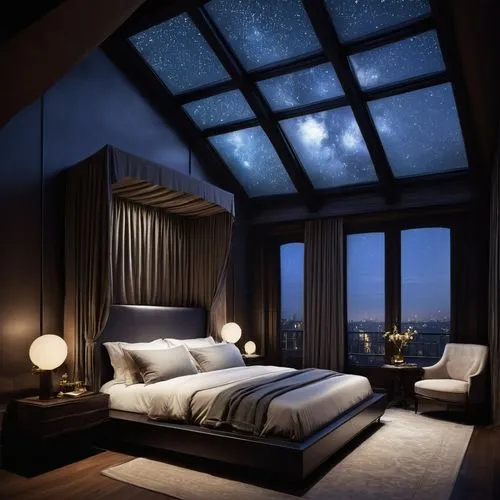 sleeping room,bedroom window,great room,starry sky,skylights,modern room,sky apartment,bedroom,skylight,nightsky,night sky,sky space concept,chambre,loft,guest room,attic,the night sky,bedrooms,room,dreamhouse,Photography,Black and white photography,Black and White Photography 15