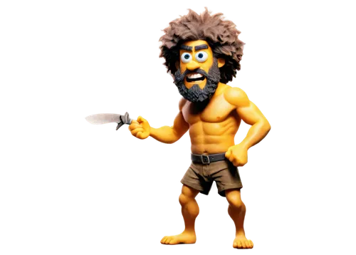 Prehistoric SpongeBob, caveman, solo, (adult), wild hair, beard, fur loincloth, club in hand, angry face, muscular arms, standing, rugged, realistic, high-contrast lighting, 3/4 composition, warm colo